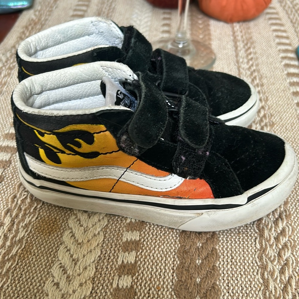 Kids flame high top vans 11.5